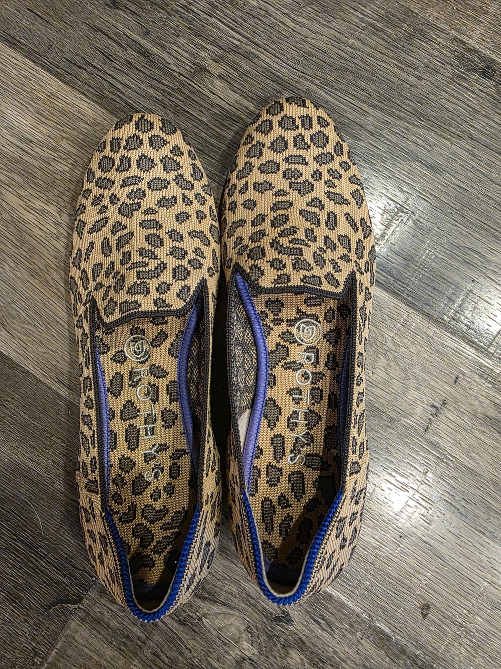 Rothy's Leopard-Print Slip-On Flats in Tan and Black Size 8
